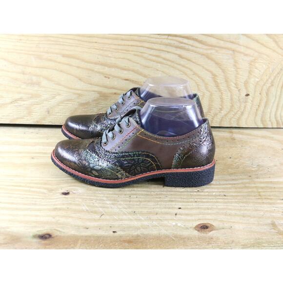 L'Artiste Spring Step 7.5 Giarose Oxford Multicolor Floral Leather Lace Up - Picture 1 of 7